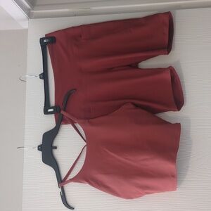 Old Navy Women's Orange Sports Bra Bike Short Set Size L